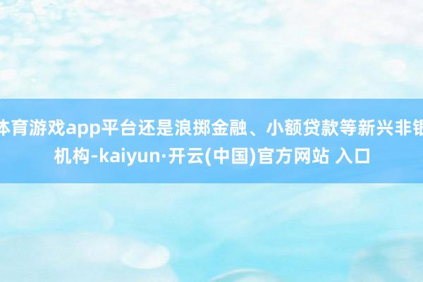 体育游戏app平台还是浪掷金融、小额贷款等新兴非银机构-kaiyun·开云(中国)官方网站 入口