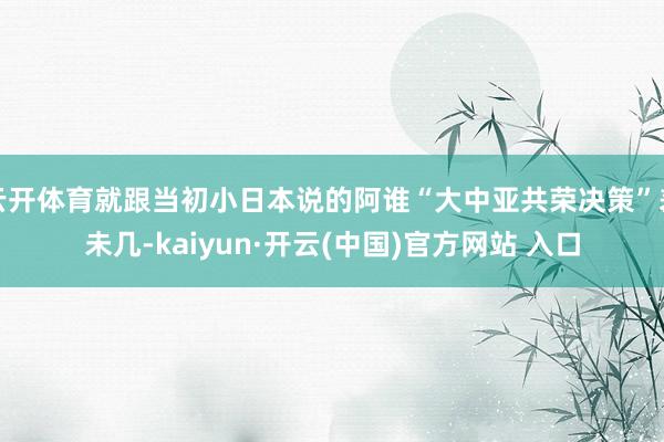 云开体育就跟当初小日本说的阿谁“大中亚共荣决策”差未几-kaiyun·开云(中国)官方网站 入口